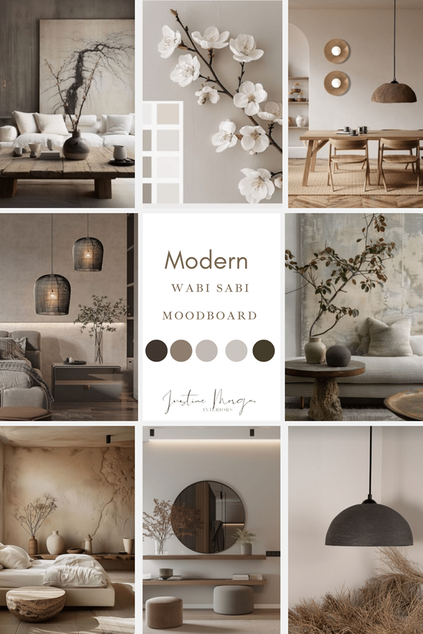 brown minimalist interior mood board pinterest pin 1